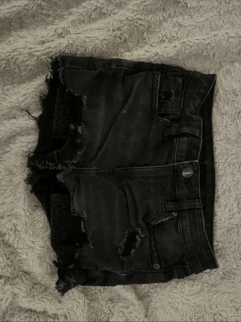 American Eagle Outfitters Black Distressed Denim Shorts